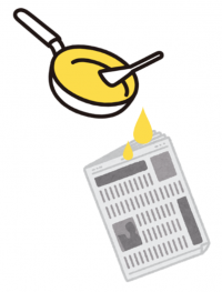 油を新聞紙で吸い取るイラスト