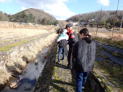 川の見学の様子